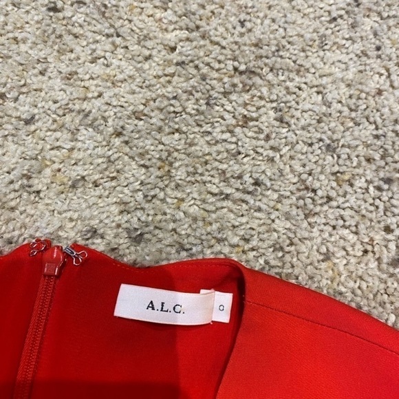 A.L.C. Women’s Ann Peplum Blouse Red Size 0 3/4 Sleeve Workwear Business Top - Picture 7 of 7